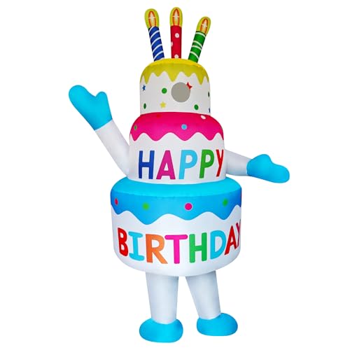 DAHAKII Funny Inflatable Birthday Cake Costume Cosplay Blow-Up Suit/Outfit for Adult/Birthday/Halloween/Christmas
