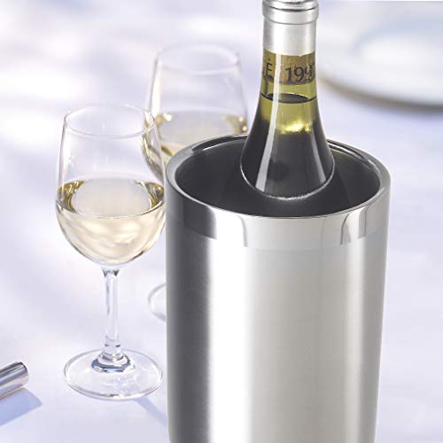 OGGI Stainless Steel Double Wall Wine Cooler - Insulated Tabletop Wine Chiller for White Wine & Champagne, Fits Most Stand...