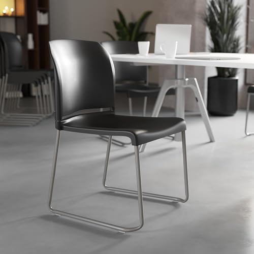Flash Furniture Hercules Series Contoured Stacking Chairs for Waiting Rooms and Offices, Ergonomic Lobby Chairs with Curve...