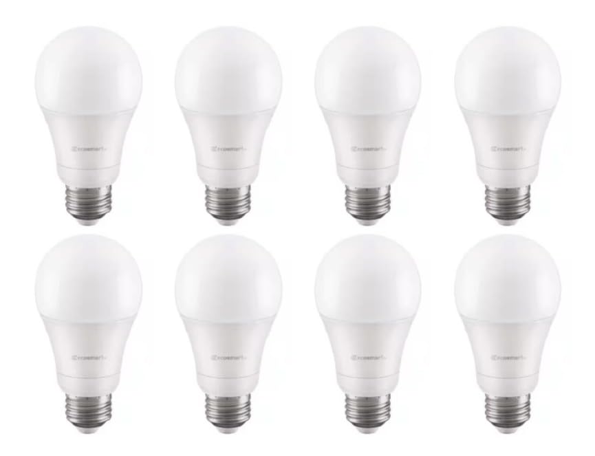 EcoSmart A19 60 Watt Equivalent with Selectable Color Temperature Dimmable LED Light Bulb (8-Pack)