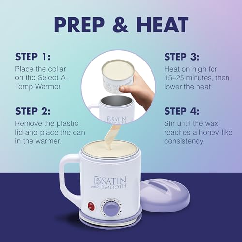 Satin Smooth Select-A-Temp¢â Starter Kit - Adjustable Temperature Wax Warmer with Hair Removal Wax and Accessories, Professional Waxing Kit for Face and Body
