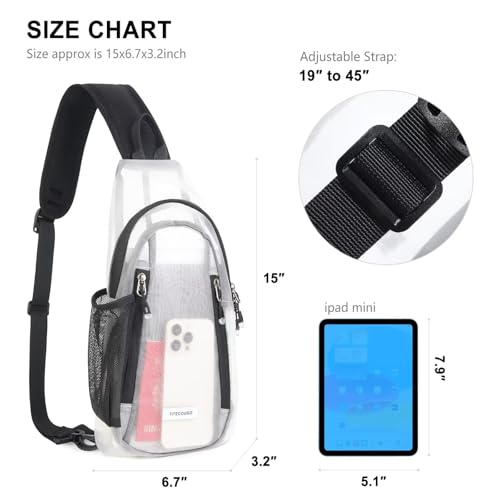 TITECOUGO Clear Sling Bag, Switchable Right or Left Strap, Transparent Mesh – Stadium Approved (Check Venue Policy)