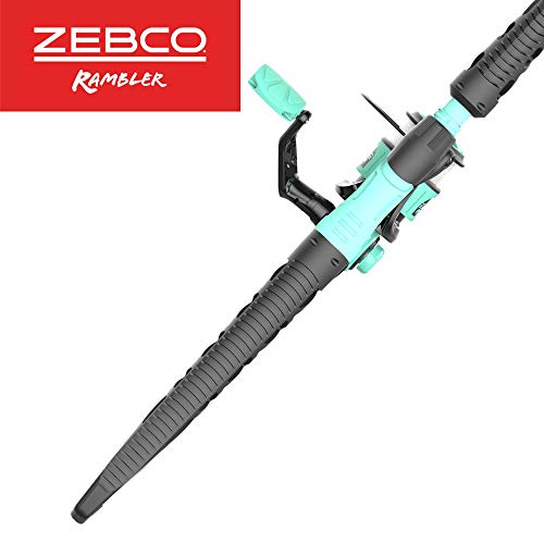 Zebco Rambler Fishing Reel and Rod Combo, Durable Fiberglass Rod with Built-in Carabiner, Patented No-Tangle Reel, Pre-Spo...