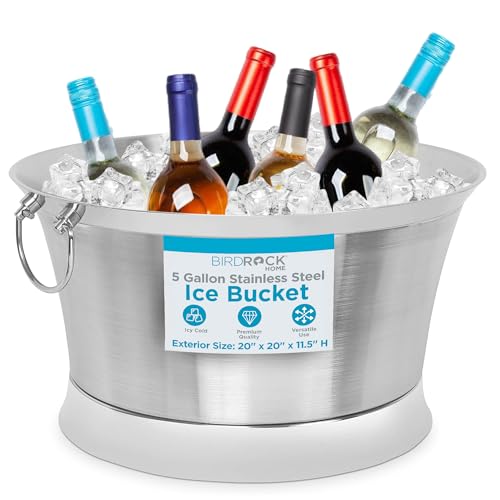 BIRDROCK HOME Double Wall Beverage Tub - Stainless Steel Ice Bucket, Metal Drink Cooler with Handles, for Parties & Event...