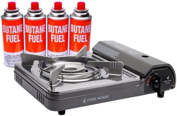 Iwatani Fore Winds Savor Camp Stove & Premium Iwatani Butane 8oz 4-Pack