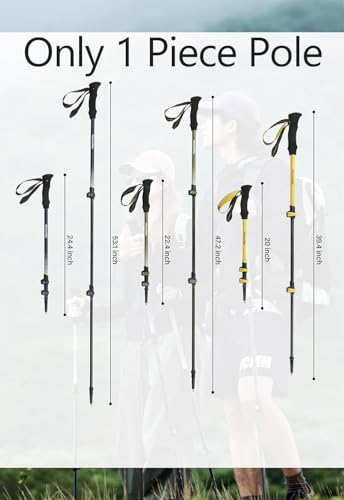 Naturehike 1 Piece 3K Carbon Fiber Trekking Pole-Collapsible and Telescopic 3 Section Ultralight Hiking Pole for Women Men...