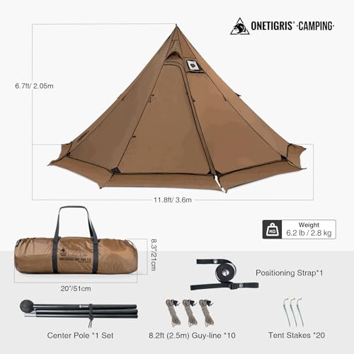 OneTigris Northgaze 2.0 Hot Tent with Stove Jack - 2-Person Ultralight Tent, 4.8lbs with 2 Doors, Waterproof & Wind-Resist...