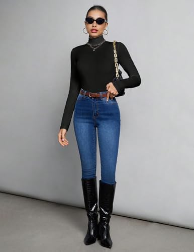 Ekouaer 3 Pack Womens Mock Turtleneck Tops Long Sleeve Shirts Slim Fit Fall Fashion Thermal Underwear Basic Winter Clothing