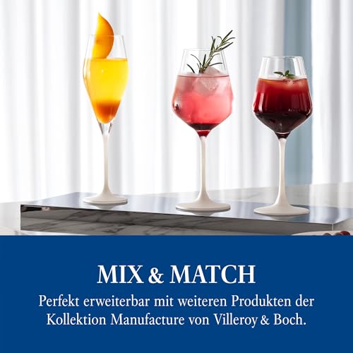 Villeroy & Boch - Manufacture Rock Blanc Champagne Flute Set, 4 pcs. Set of Drinking Glasses for Champagne and Sparkling W...