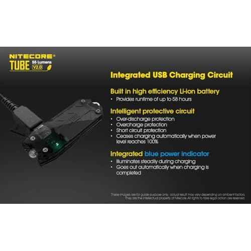 Nitecore Tube v2.0 55 Lumen USB Rechargeable Ultralight Keychain Flashlight (Jacinth)