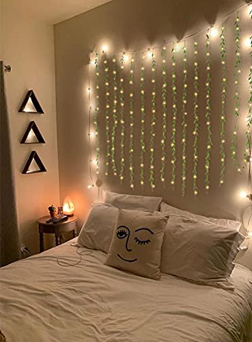 Lvydec Artificial Vines Curtain Lights, Fake Greenery Garland Willow Leaves with Lights for Wedding Party Backdrop Baby Sh...