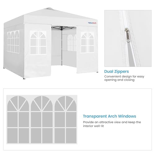 Yaheetech 10x10 FT Pop Up Canopy Tent with 4 Side Walls & One-Push Setup & Roller Bag, Outdoor Heavy-Duty Instant Event Te...