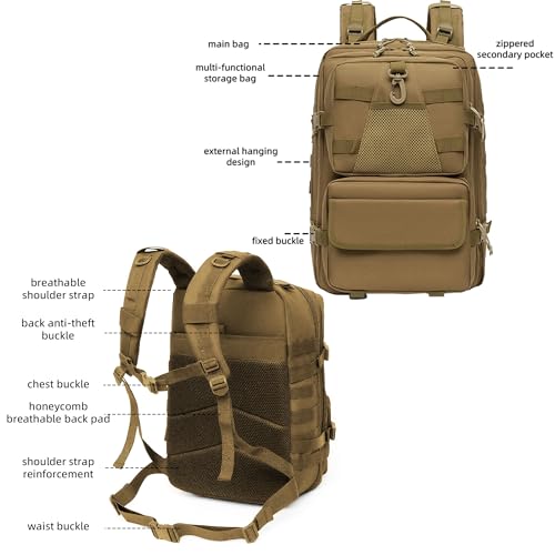 aiGear 50L Military Tactical Backpack 3 Days Assault Pack Large Day Backpack for Men Molle Army Bug Out Bag Waterproof Hea...