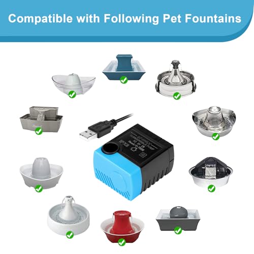 VinDox Replacement Pump for Pet Drinking Fountains - SP-400LV USB Replacement Pump with Adaptor-Compatible with Butterfly,...