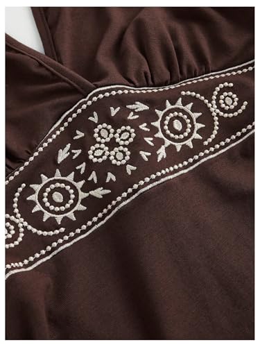 RoseSeek Women's Halter Cowgirl Vintage Mini Dress Embroidery Tie Back Sleeveless Ruched Tiered Layer A Line Dresses