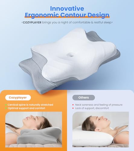 Ultra Pain Relief Cooling Pillow for Neck Support, Adjustable Cervical Pillow Cozy Sleeping, Odorless Ergonomic Contour Me...