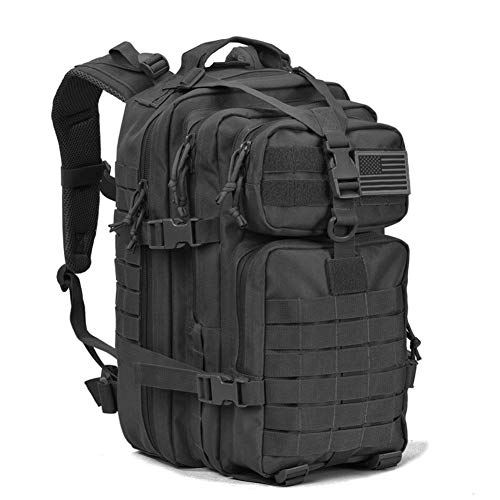 REEBOW GEAR Military Tactical Backpack for Men Large 34L Army 3 Day Assault Pack Molle Bag Backpacks (34L, Black)
