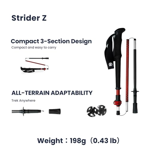 WindQuester Ultralight Carbon Fiber Trekking Poles – 198g Adjustable Folding Hiking Poles for Backpacking (110–130cm), Thr...