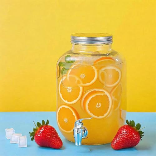 Toowood 1 Gallon Glass Drink Dispensers For Parties 2PACK, Beverage Dispenser, Glass Drink Dispenser with Stand Stainless ...
