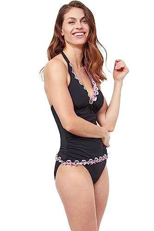 Pretty Wild Solid Halter Tankini Black