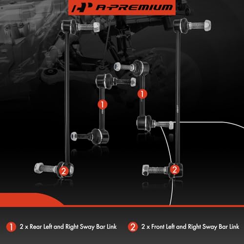 A-Premium Set of 4, Front & Rear Sway Bar Links Kit Stabilizer Bar Links, Compatible with Ford Explorer 2011-2019, Police ...