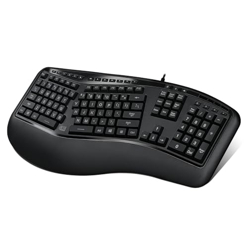Adesso Tru-Form 150 3-Color Illuminated USB Ergonomic Keyboard AKB-150EB