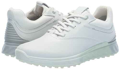 ECCO Women's S-Three Gore-TEX Waterproof Golf Shoe, White/Matcha, 10-10.5