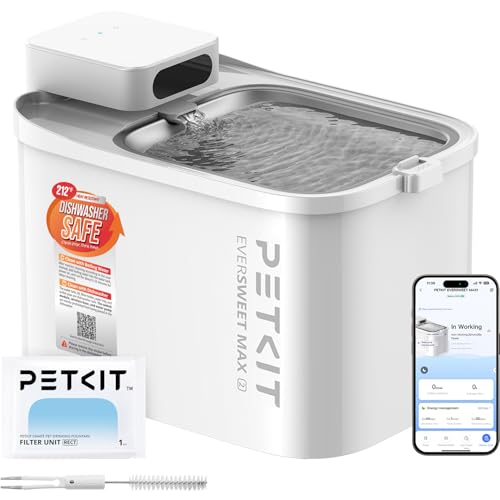 PETKIT Dishwasher Safe Cat Water Fountain, Cordless Automatic Cats Drinking Fountain with Motion Sensor, 101 oz/3L Pet Fou...