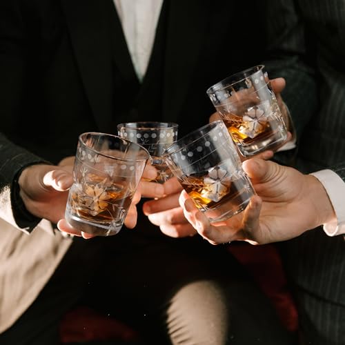 Joeyan Hand Blown Etched Drinking Glasses,Clear Water Glass Cups with Floral Pattern,Aesthetic Tumblers Glassware Set for ...