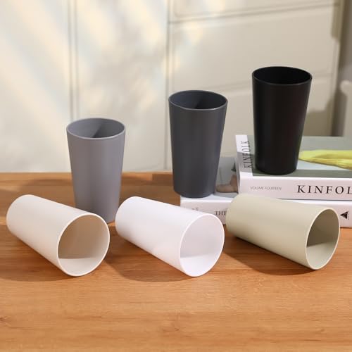 24 Pcs Unbreakable Plastic Cups Set, 20 oz Reusable Plastic Cups, Stackable Water Tumblers, Drinking Cup for Kitchen, Outd...