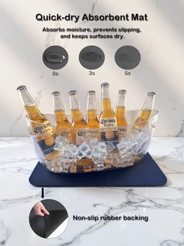 SIUPER 5.5L 16.7x6.4x7.3in Ice Bucket 1PCS with Drying Mat & Scoop for Parties, Mimosa Bar Supplies Beverage Tub for Champ...