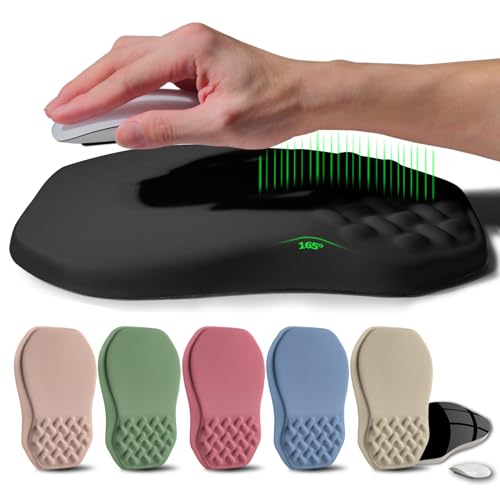 Gleamtide Ergonomic Raised Mouse Pad Wrist Support with Bilateral Slope Memory Foam Mousepad for Wrist Rest and Carpal Tun...