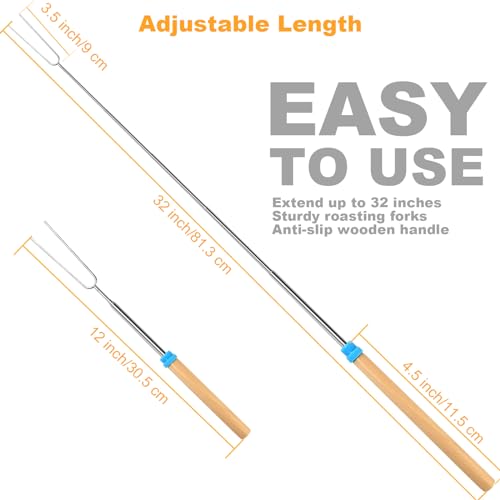 5 Pcs Marshmallow Roasting Sticks for Fire Pit Long 32Inch, Smores Sticks Skewers, Smores Kit for Fire Pit, Premium Telesc...