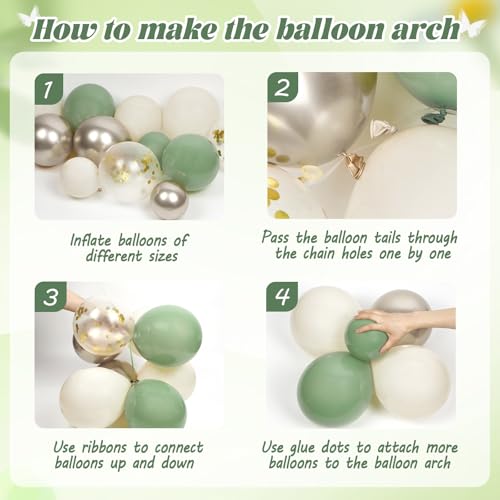 Sage Green Birthday Party Decorations with Happy Birthday Banner Green Fringe Curtain Butterfly Decorations Foil Balloons ...