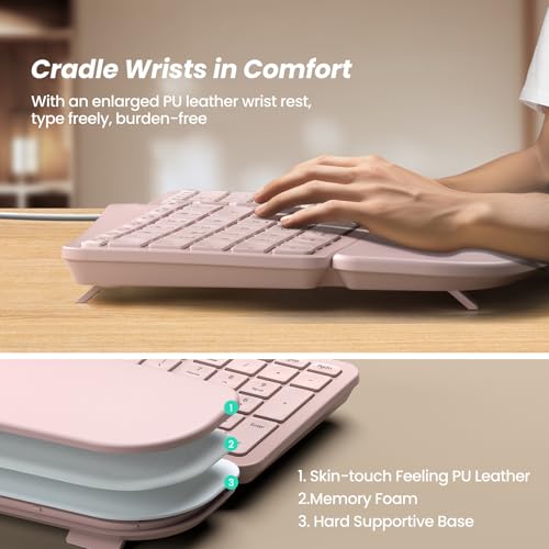 Nulea RT05C Wired Ergonomic Keyboard, Split Keyboard with Cushioned Wrist Rest, Adjustable Tilt Legs, Plug and Play, USB C...