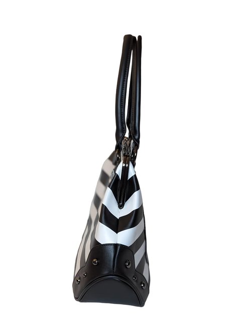 Rock Rebel Edward Scissorhands Black & White Stripe Kisslock Bowler Bag