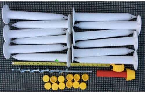 Ground Socket and Cap Kit for Pocket Fences Includes Install Tool and Auger (12 Sleeves and 12 Caps)