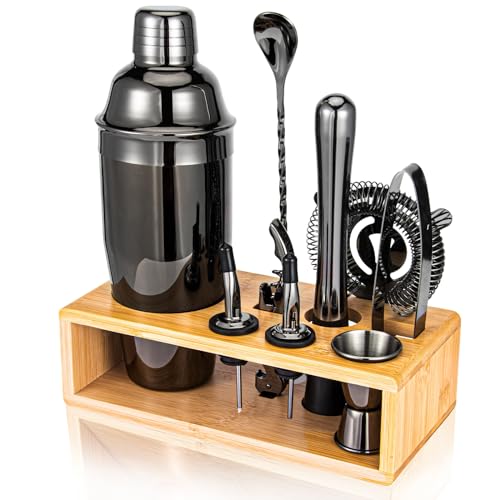 Cocktail Shaker Set, Mixology Bartender Kit 10-Piece Bar Tools Set with Stylish Bamboo Stand, Bar kit: Martini Shaker Mudd...