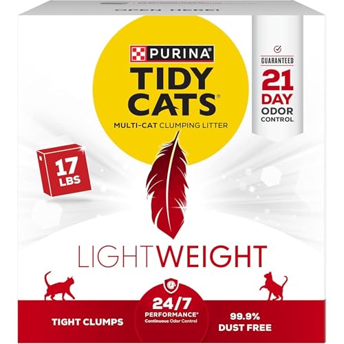 Purina Tidy Cats LightWeight 24/7 Performance Odor control, Multi-Cat, Clumping, 99.9 Percent Dust Free Cat Litter - 17 l...