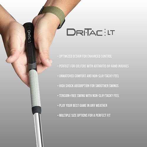 WINN DRI-TAC LT STANDARD Golf Grip - Non-Slip Comfort, Moisture-Wicking, Shock Absorption, AVS Technology, Hand Alignment & Arthritis Relief, Better Control with Lighter Grip Pressure, Ideal for Hand Injuries, Less Tapered Profile for Easier Gripping