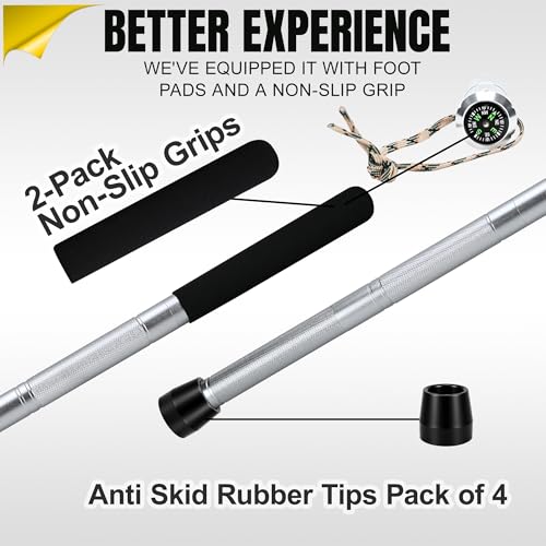 Hiking Tactical Stick, Walking Staff with 16 in 1 Outdoor Multitool Gear, All-Terrain Camping Gear for Hiking & Trekking, ...