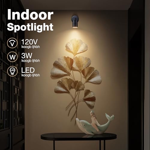 SUNVIE 2 Pack LED 120V SpotLights Indoor, 3W Up Lights Floor Spotlight, 3000K Uplights Indoor Accent Lighting for Plants P...