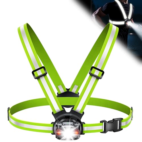 ISEYOU Running Lights for Runners, 500 Lumens Running Light with 45° Adjustable Tilt, 360° Reflective Vest & IPX4 Waterpro...