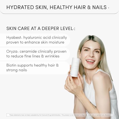 GLOW Anti Aging Supplement - Hyabest® Hyaluronic Acid, Phytoceramides, 5000 mcg Biotin, Vitamin A, C, E, Zinc - Hair Skin ...
