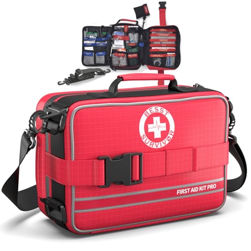 Comprehensive First Aid Kit for Home, Premium Emergency Trauma Kits with Shoulder Strap for Car Camping Gear, Waterproof S...