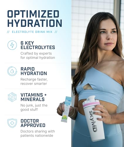skyMD Daily Hydration | Electrolytes Powder Packets | Low Sugar, 10 Calories | 12 Vitamins & Minerals, Sodium | Drink Mix ...