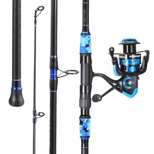 Sougayilang Surf Fishing Rod and Reel Combo, 4 Piece MH/H Saltwater Fishing Combo with 5000 Size Spinning Reel(12'/15')