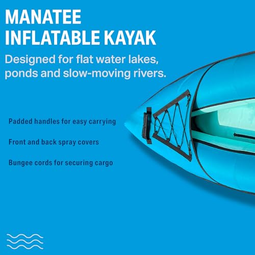 NorEast Outdoors Inflatable Kayak Package 9' (Explorer) - Adjustable Inflatable Seat with Backrest, Adjustable Paddle, Car...