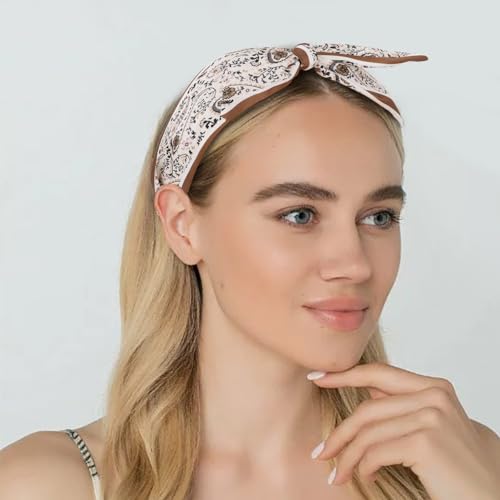 CAVETEE Bow Headbands for Women, Black and White Knotted Hair Bands for Women, 2 Pack Wide Hair Accessories