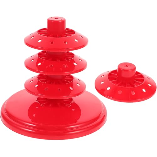 Lurrose Multi-Layer Red Candy Lollipop Display Rack Stand, 4-Tier Porous Candy Holder for Party Decoration and Store Use